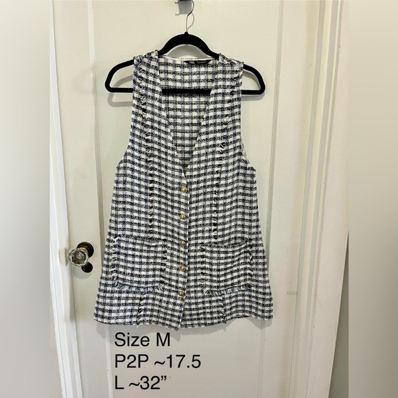 Zara Tweed Vest – Size Medium (P2P ~17.5”) - Picture 2 of 3